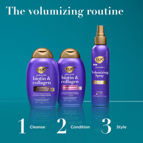 OGX Thick & Full Shampoo with ingredients displayed