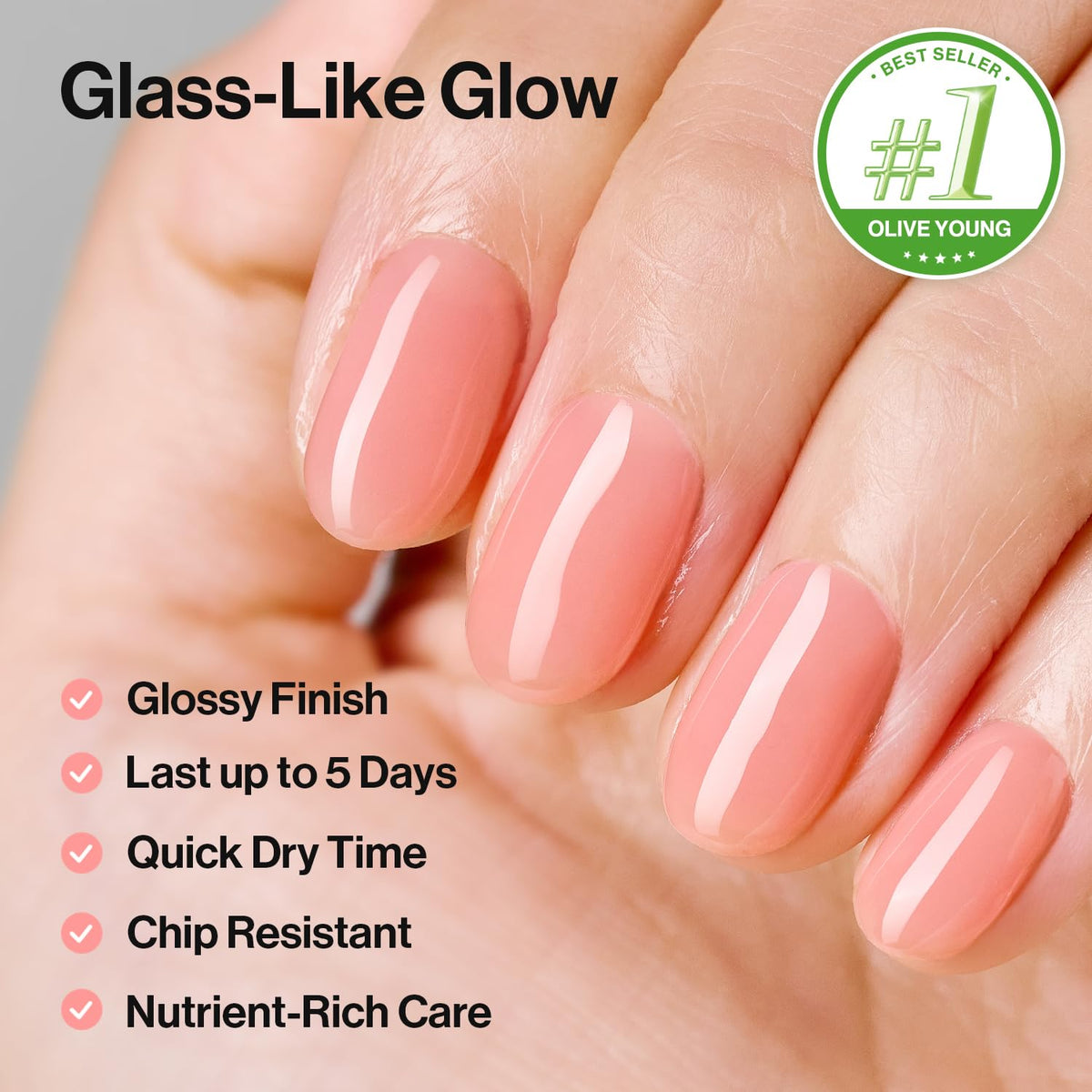 ohora 2-in-1 Sheer Nail Polish Guava on nails