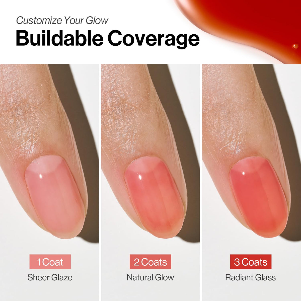 ohora Cherry nail polish in use with other nail care products