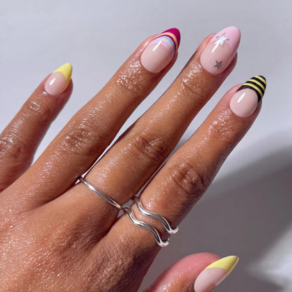 ohora Gel Press On Nails Pop & Rock front view with medium oval tips