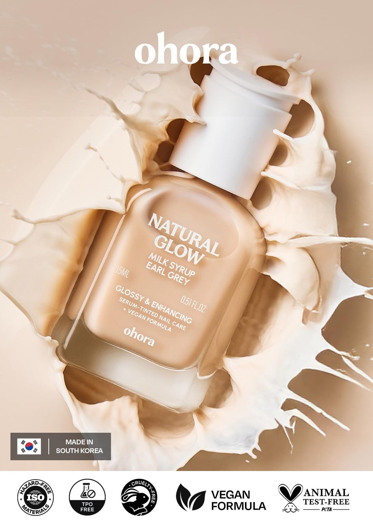 ohora Nail Strengthener Earl Grey on a vanity table