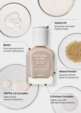 ohora Nail Strengthener Earl Grey with nail care tools