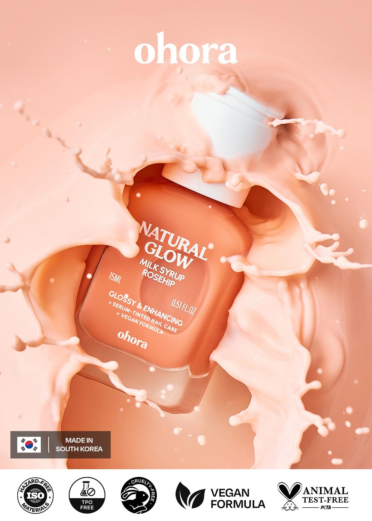 ohora Natural Glow Milk Syrup Nail Strengthener 15 mL close-up of texture