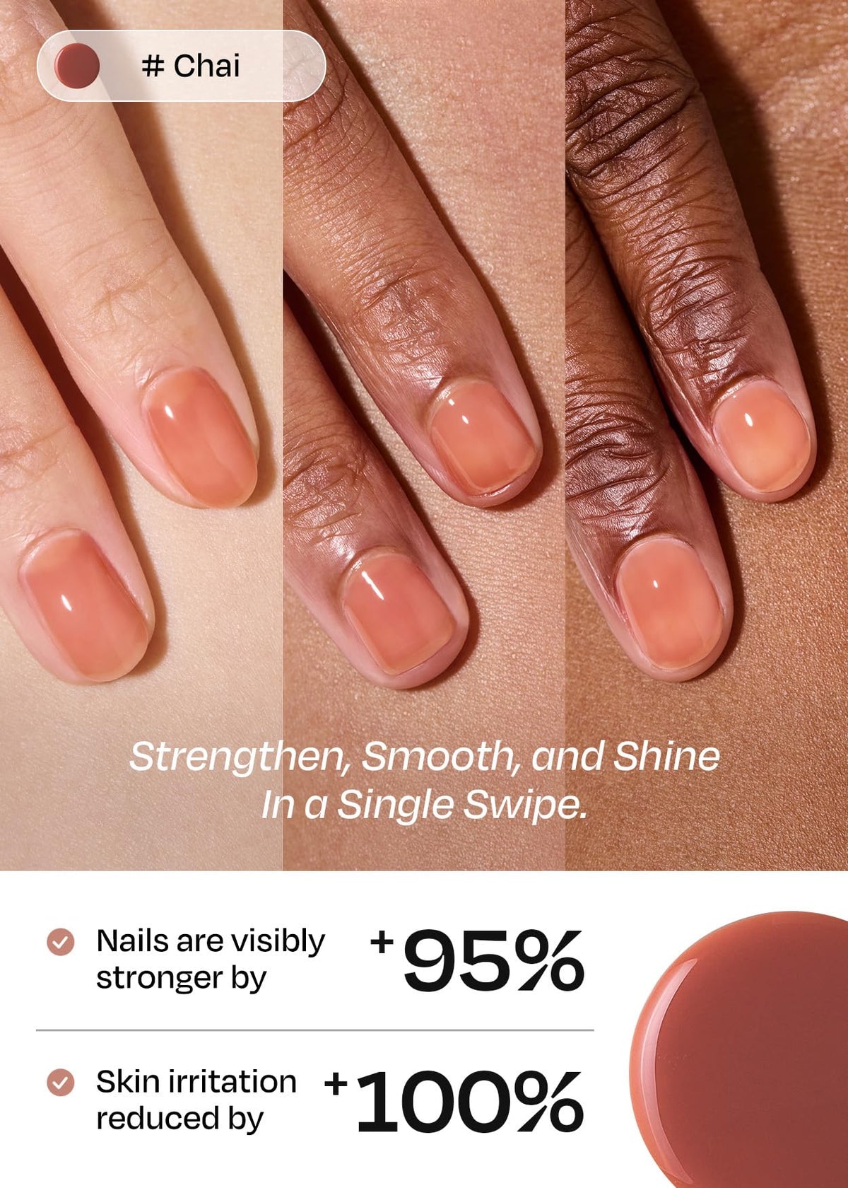 ohora Natural Glow Milk Syrup Nail Strengthener Chai 15 mL bottle side view