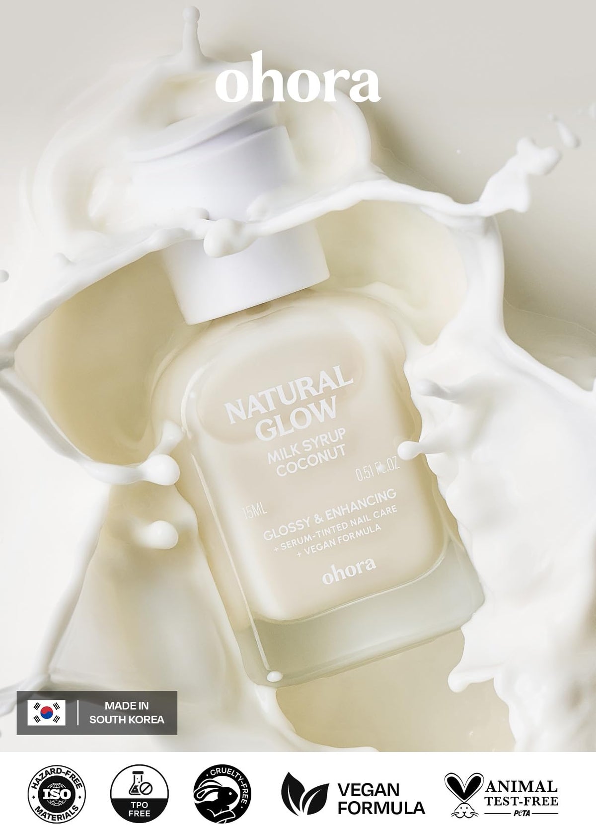 ohora Natural Glow Milk Syrup Nail Strengthener Coconut glossy finish