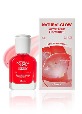 ohora Natural Glow Water Syrup Nail Strengthener front view, Strawberry 15 mL
