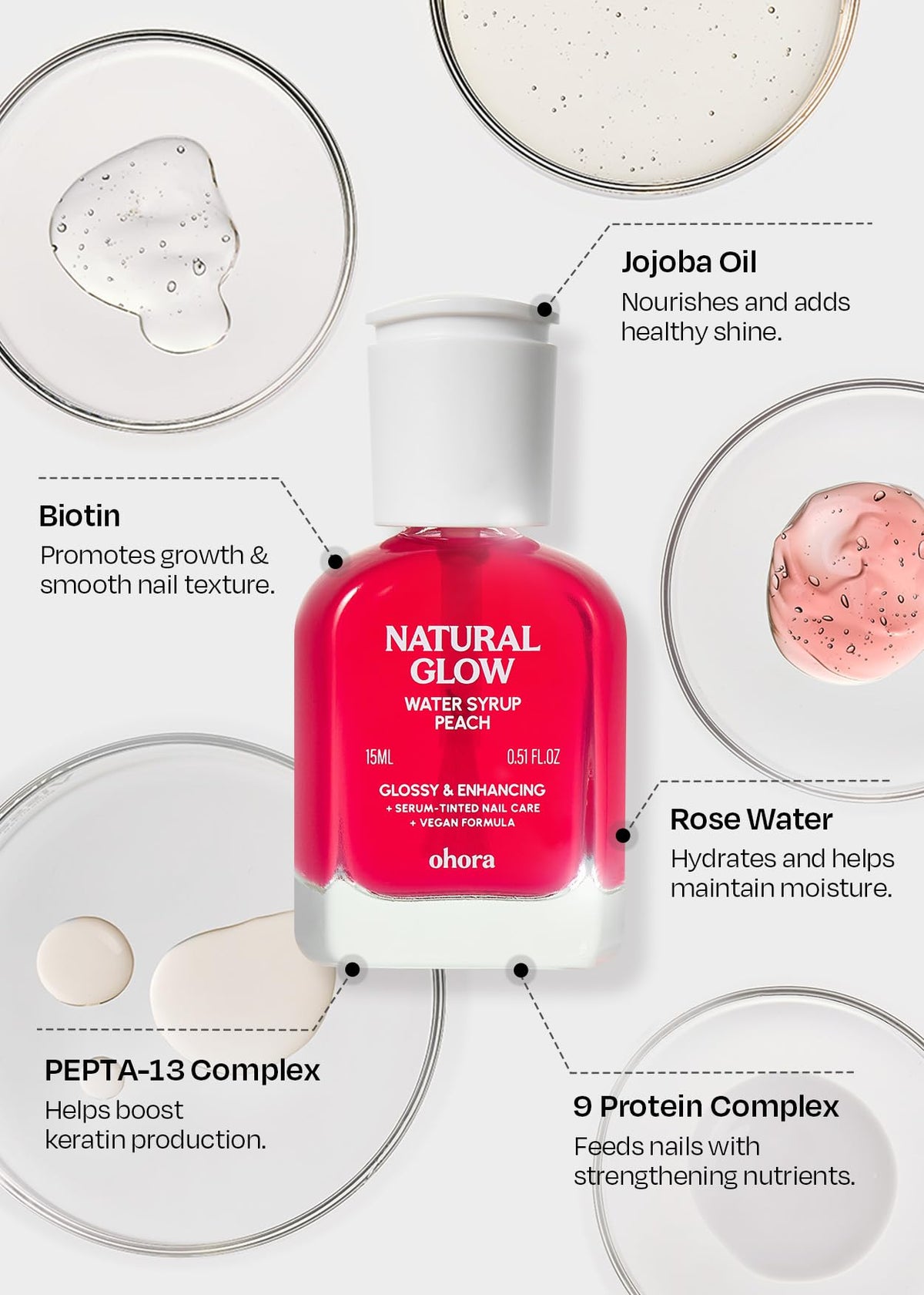 ohora Natural Glow Water Syrup Nail Strengthener Peach lifestyle scene