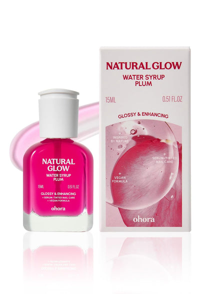 ohora Natural Glow Water Syrup Nail Strengthener Plum 15 mL front view