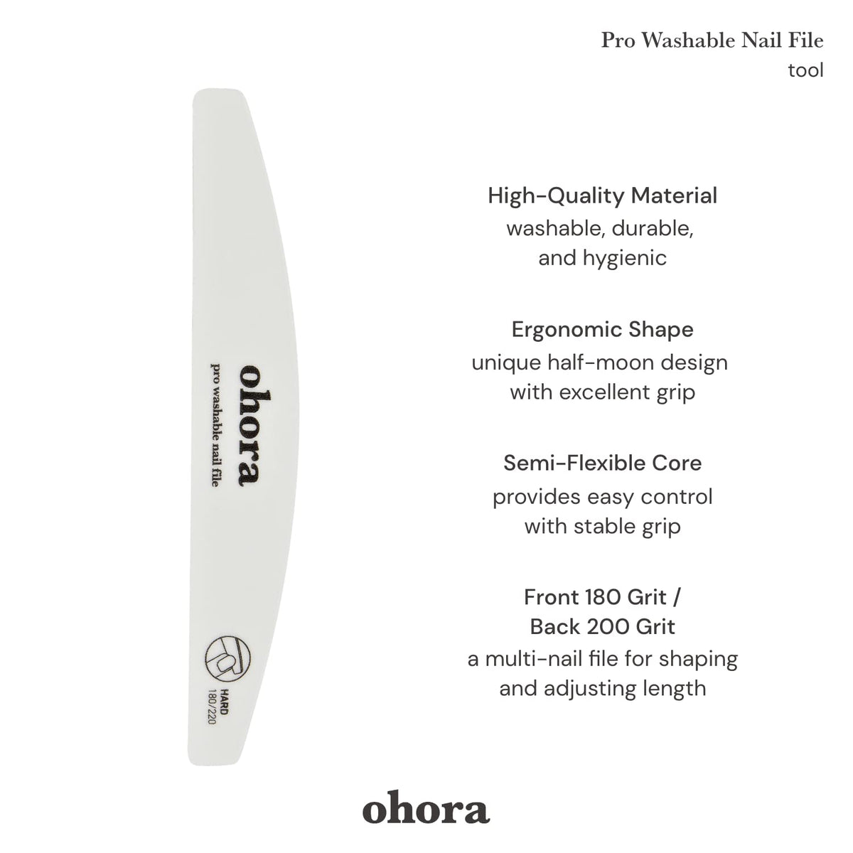 ohora Pro Washable Nail File in hand demonstrating grip