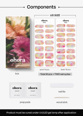 ohora Semi Gel Nail Strips displayed with wooden stick