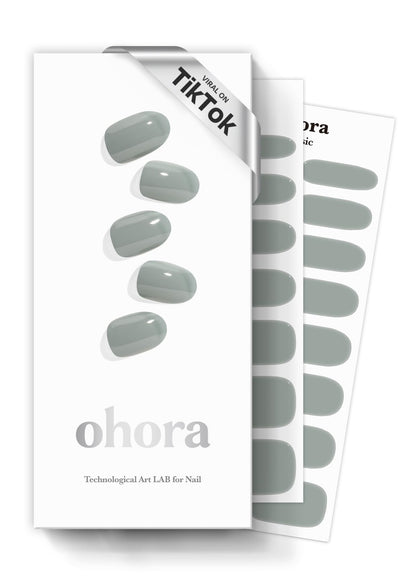 ohora Semi Gel Nail Strips green model front view with packaging