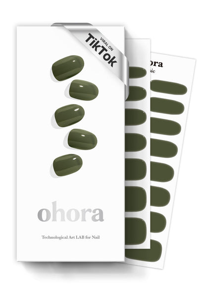 ohora Semi Gel Nail Strips Green N Cream Moss front view
