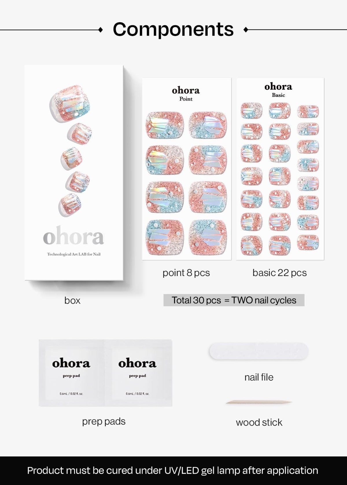 ohora Semi Gel Nail Strips in solid and accent colours
