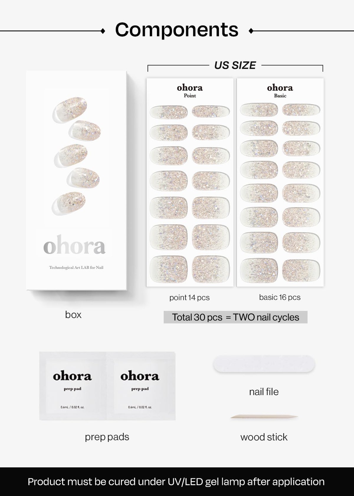 ohora Semi Gel Nail Strips in various sizes