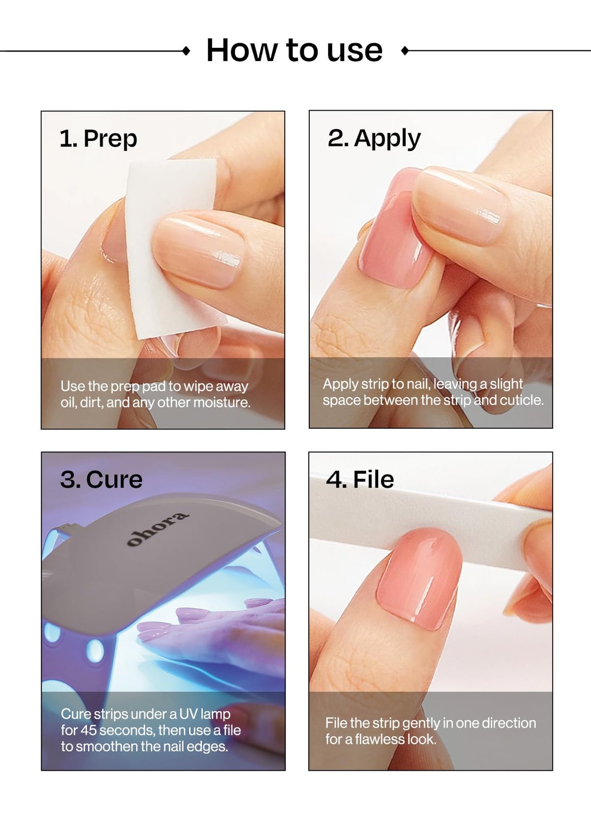 ohora Semi Gel Nail Strips in various sizes