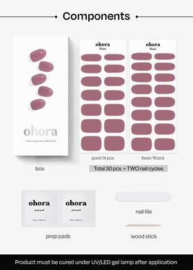 ohora Semi Gel Nail Strips N Bare Plum wooden stick