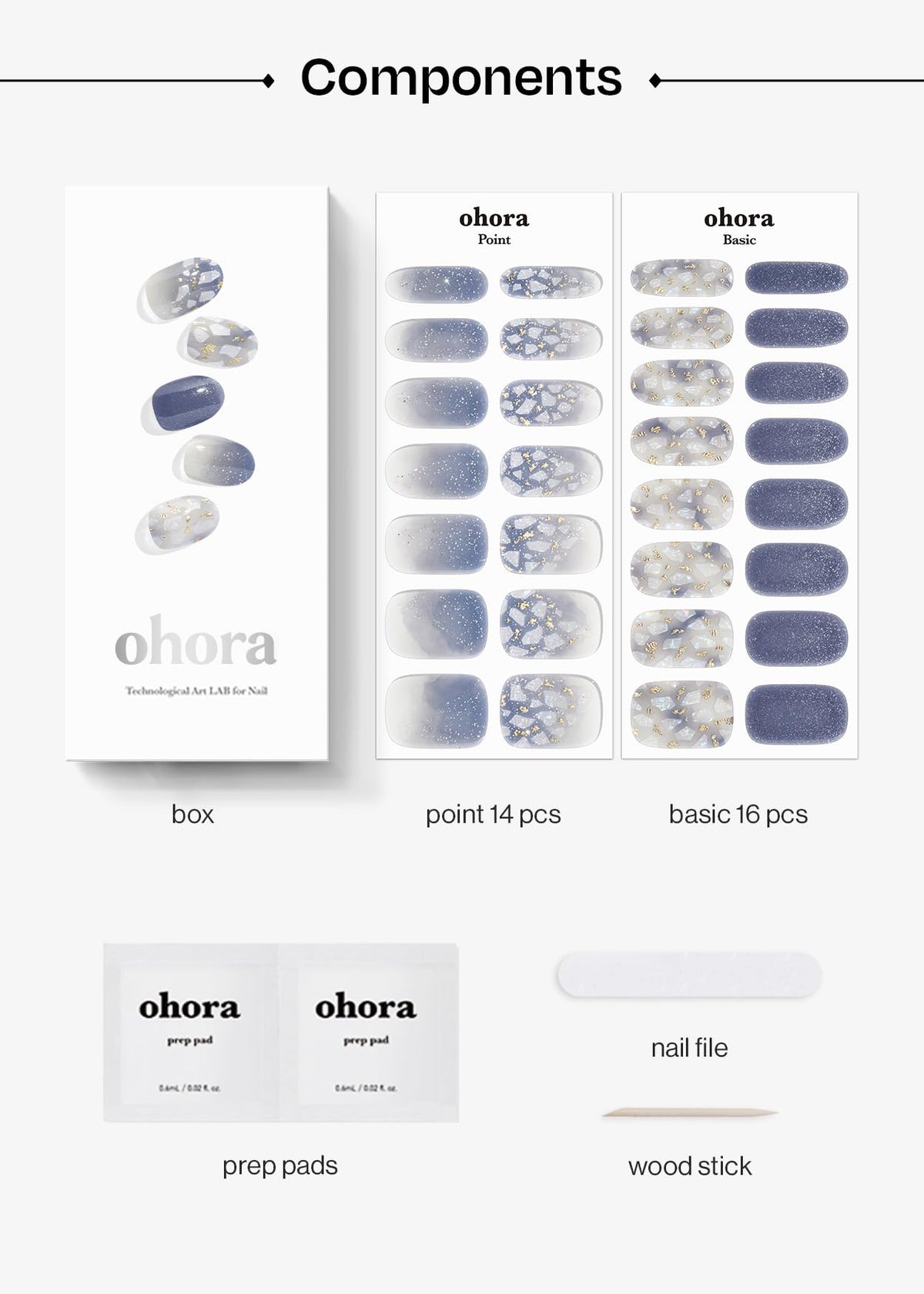 ohora Semi Gel Nail Strips N Gleam Blue on nails
