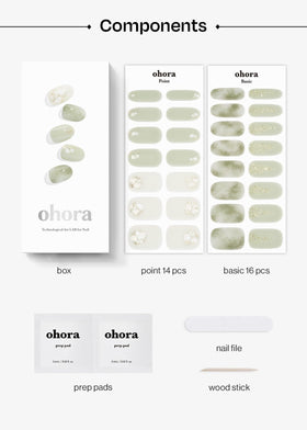 ohora Semi Gel Nail Strips N Green Tea application process