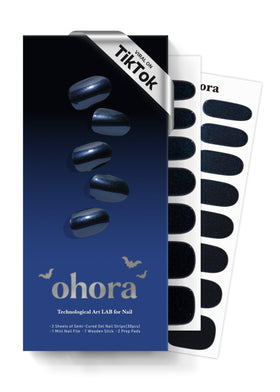 ohora Semi Gel Nail Strips N Navy Chrome front view