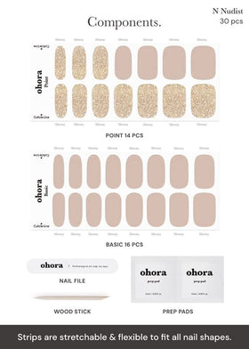 ohora Semi Gel Nail Strips N Nudist on nails after application