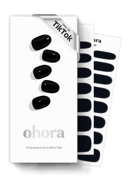 ohora Semi Gel Nail Strips N Onyx front view with packaging
