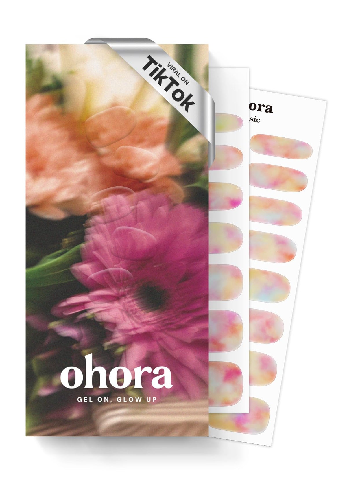 ohora Semi Gel Nail Strips Rainbow Ombre front view