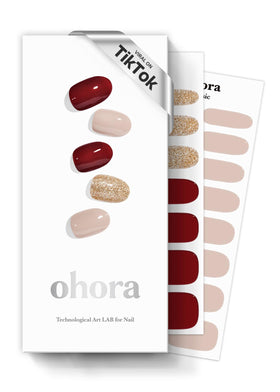ohora Semi Gel Nail Strips Red Rosewood front view