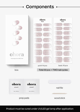 ohora Semi Gel Nail Strips showing glitter effect