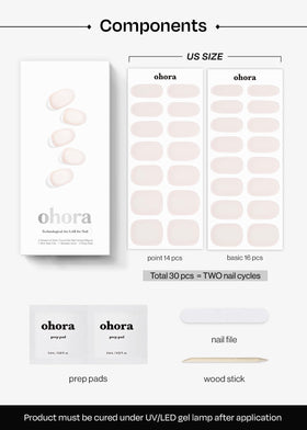 ohora Semi Gel Nail Strips showing various sizes