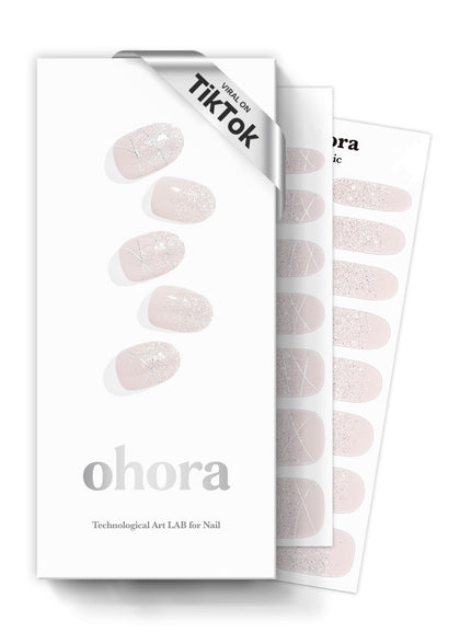 ohora Semi Gel Nail Strips white patterned front view