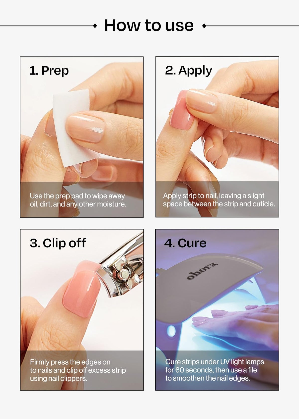 ohora Semi Gel Nail Strips with prep pads