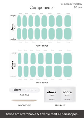 ohora Semi Gel Nail Strips with wooden stick and prep pads