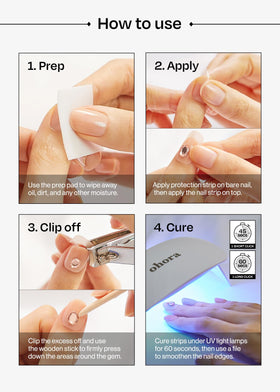 ohora Semi Gel Pedi Strips displayed with wooden stick