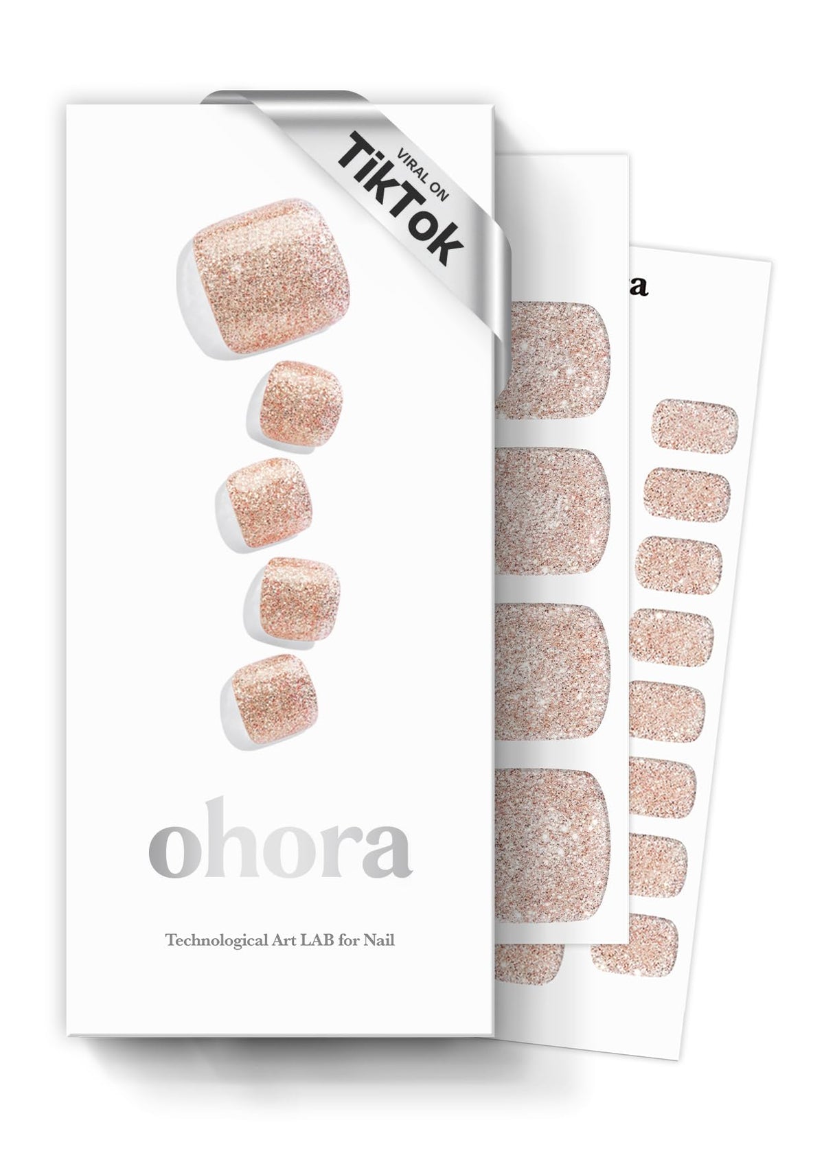 ohora Semi Gel Pedi Strips Nude Glitter front view