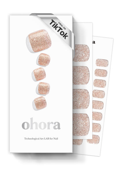 ohora Semi Gel Pedi Strips Nude Glitter front view