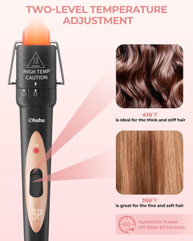 Ohuhu curling wand in use creating curls on hair