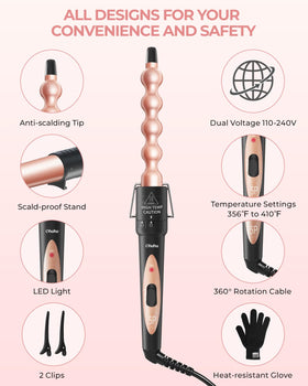 Ohuhu curling wand set with clips and glove included