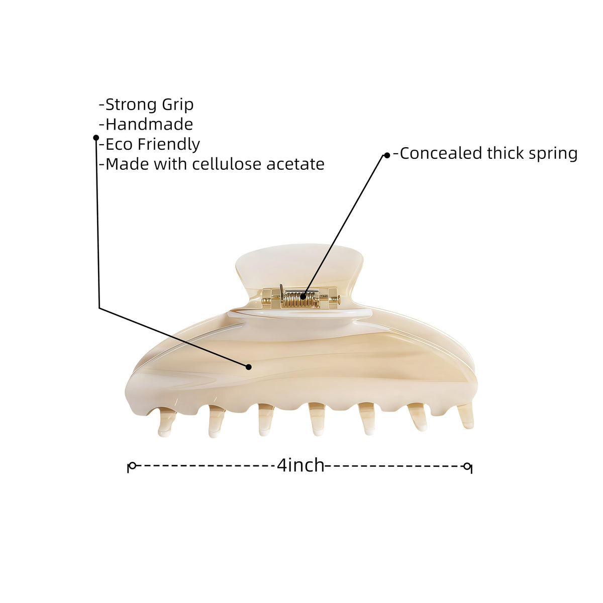 OideGuiing 4-Inch Creme Claw Clip side view