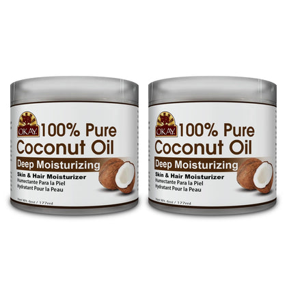 OKAY 100% Pure Coconut Oil 6 Fl Oz jar front view