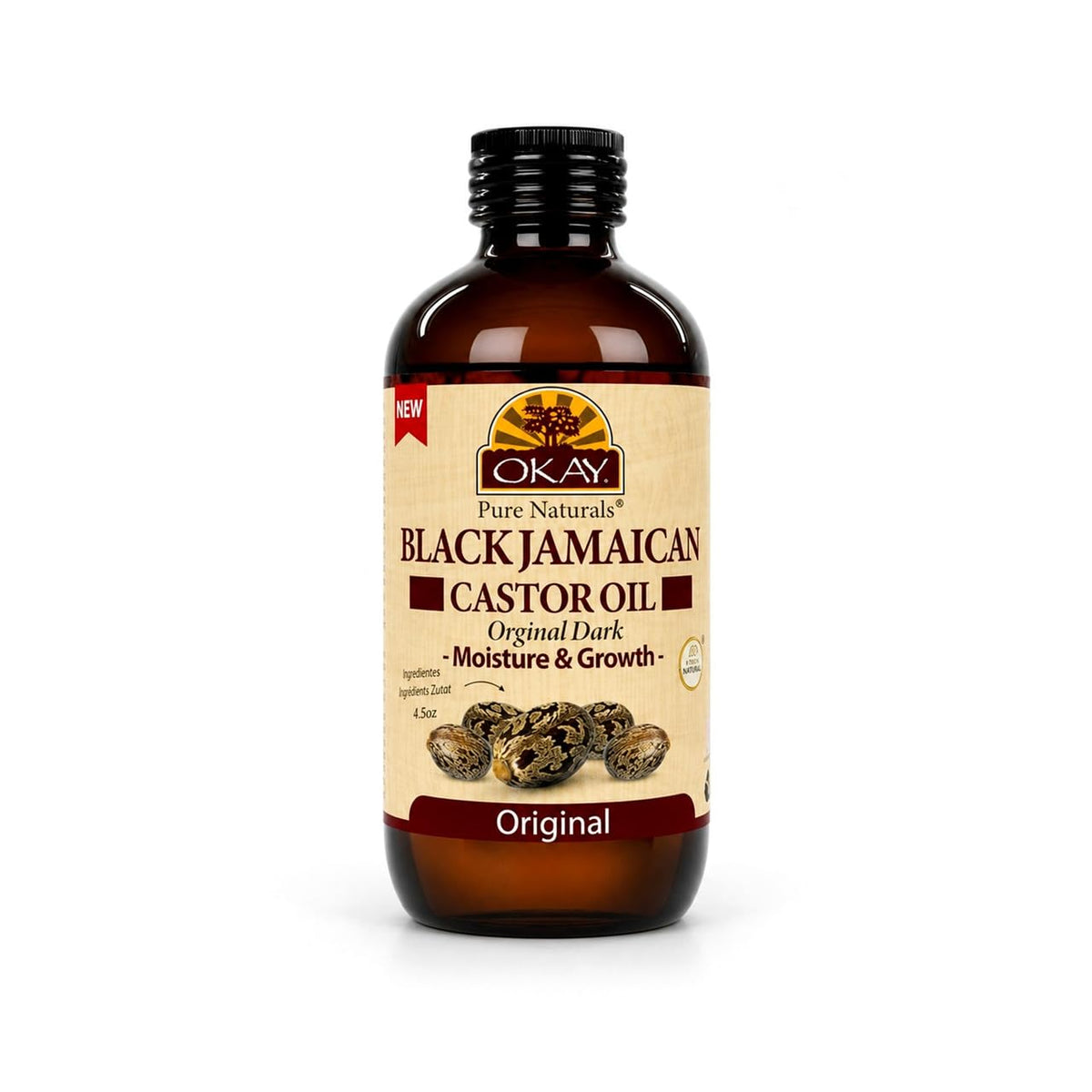 OKAY Black Jamaican Castor Oil 4 oz front view