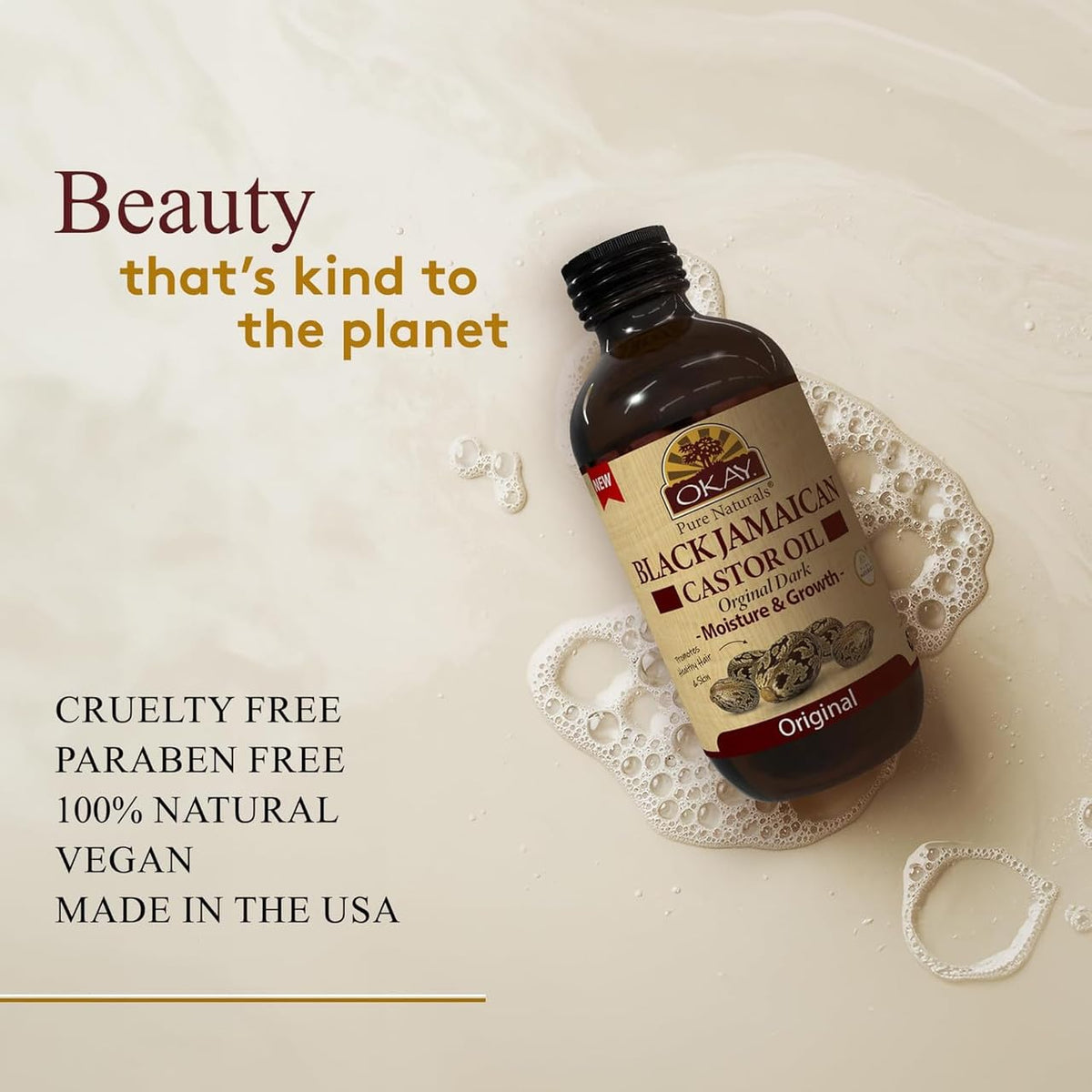 OKAY Black Jamaican Castor Oil 4 oz with hair care products