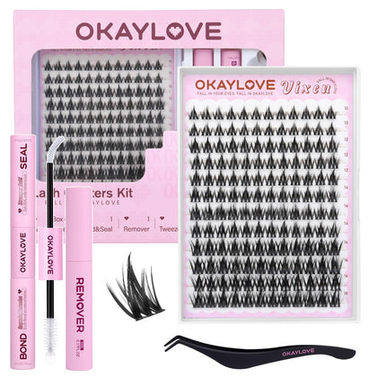 OKAYLOVE Anime Lashes Clusters Kit front view with 120 pieces