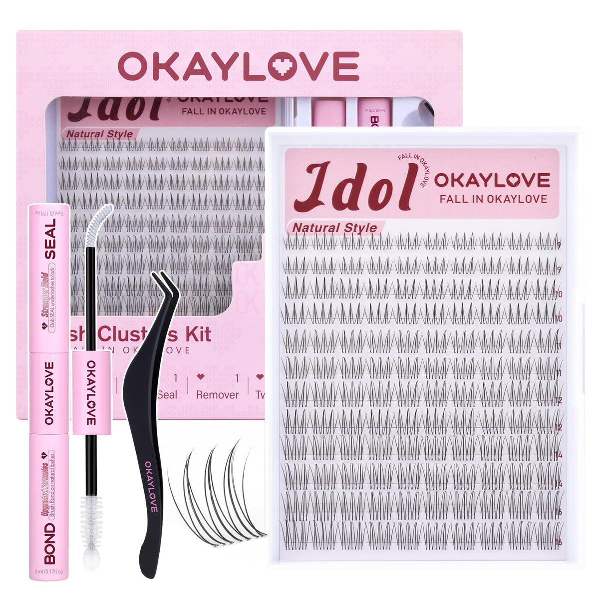 OKAYLOVE Idol Natural Lash Clusters Kit packaging front view