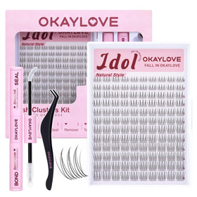 OKAYLOVE Idol Natural Lash Clusters Kit packaging front view