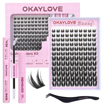 OKAYLOVE Manga Lash Clusters Kit BUNNY 120pcs packaging front view
