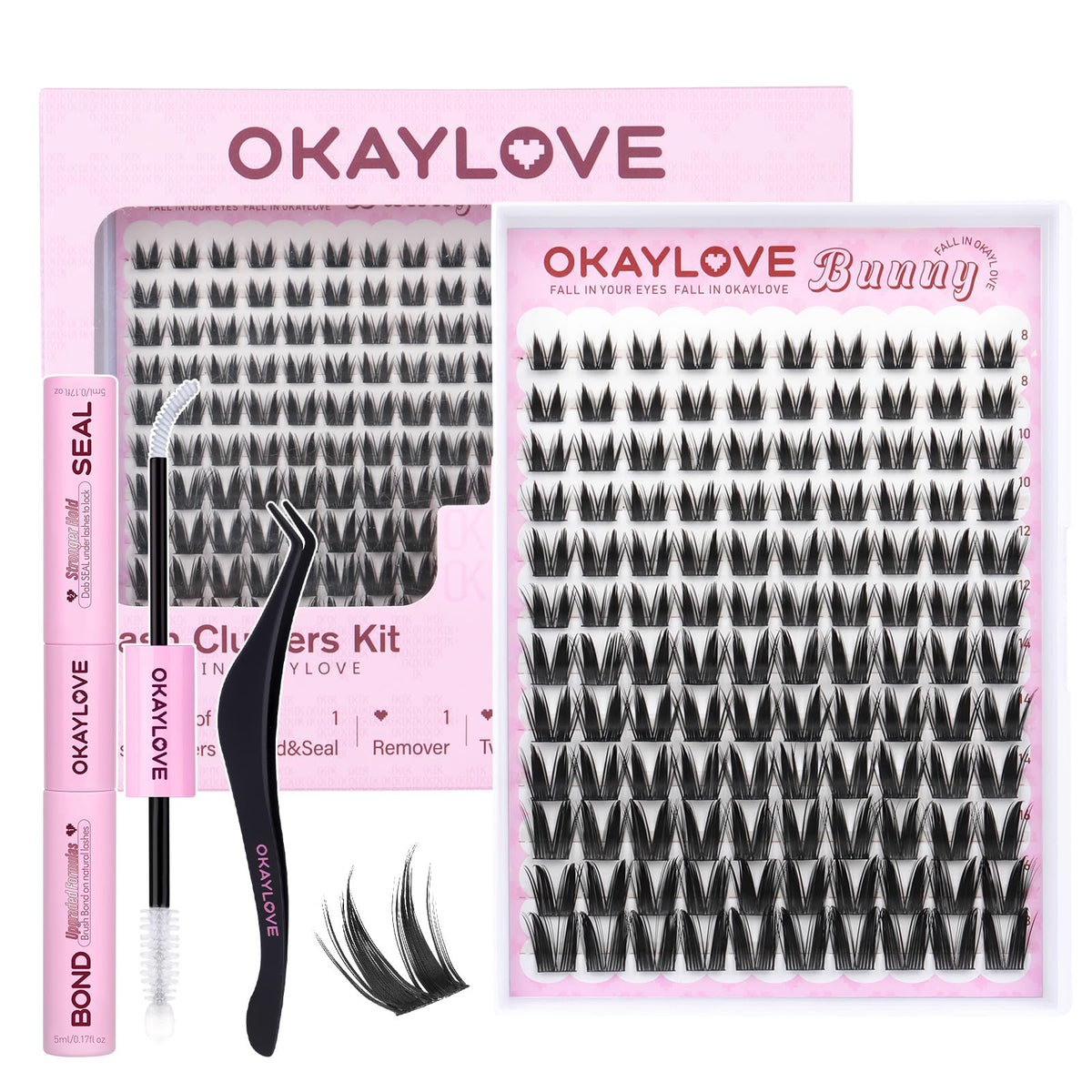 OKAYLOVE Natural Lash Clusters Kit packaging front view