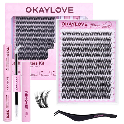 OKAYLOVE Natural Lash Clusters Kit packaging front view