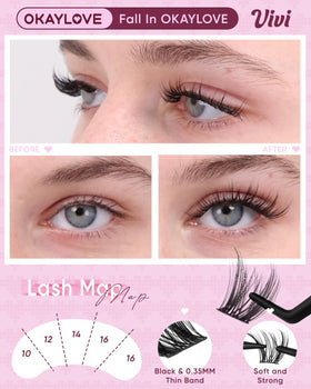 OKAYLOVE Wispy Lash Clusters Kit with bond and seal