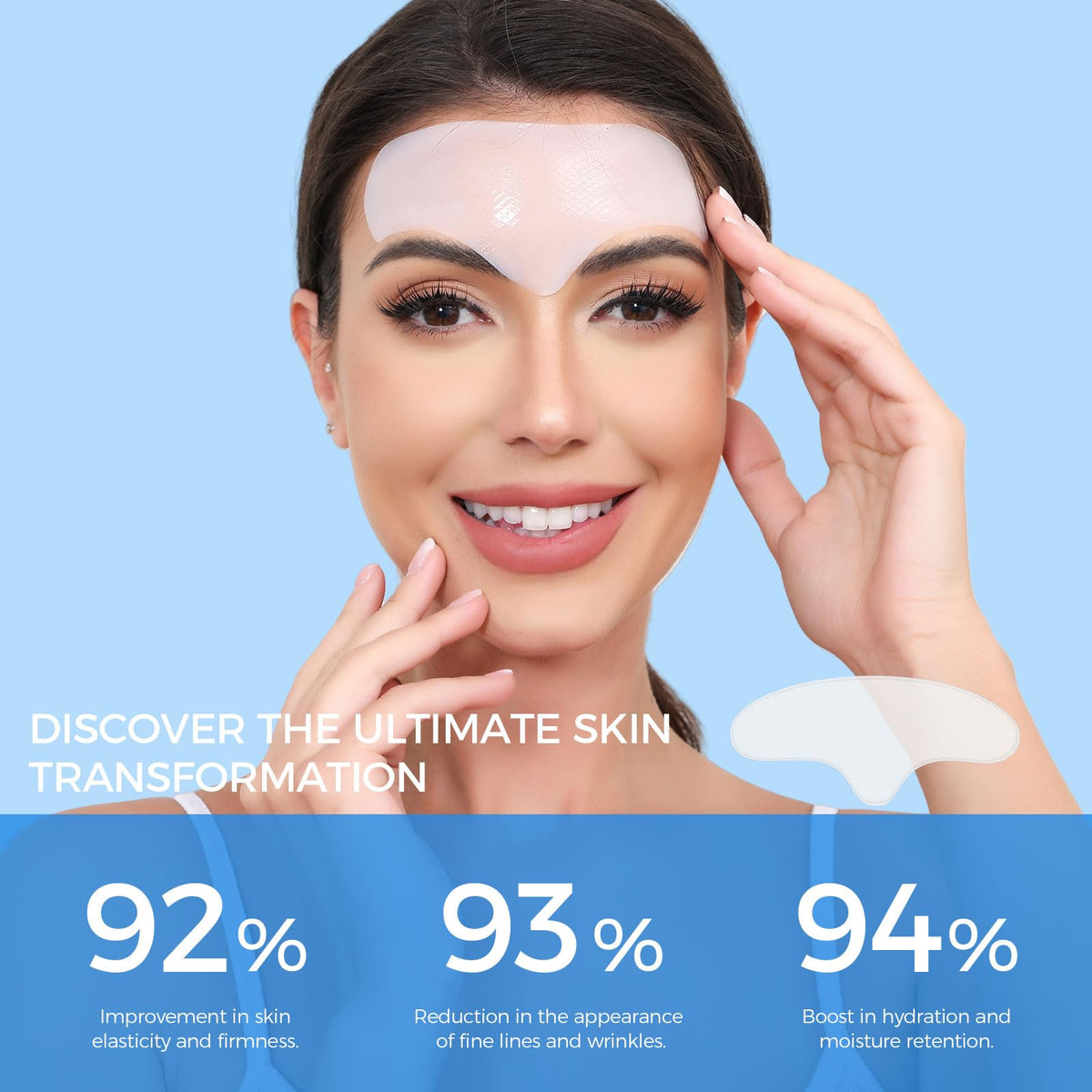 Okela Forehead Wrinkle Patches in use during sleep