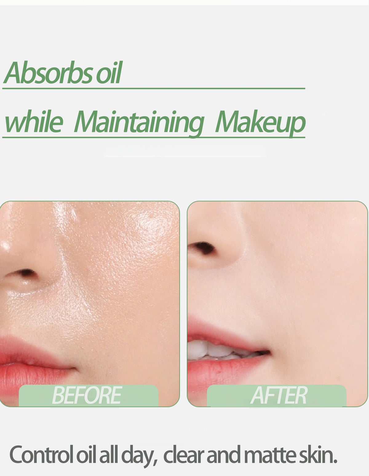 Okerker Gardenia Oil Blotting Papers used on a face